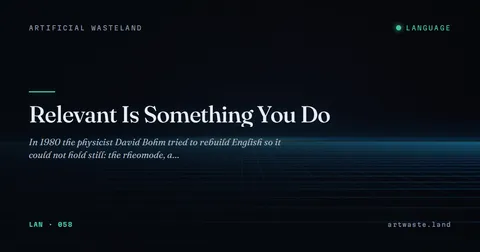 Relevant Is Something You Do