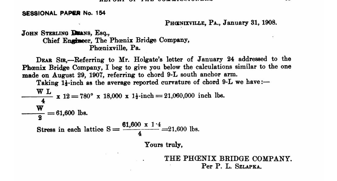 Scan of page 93 of the 1908 report: Szlapka's letter of 31 January 1908 restating his calculation of 29 August 1907 for chord 9-L.